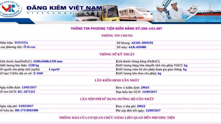 Tra cứu phạt nguội cục đăng kiểm Việt Nam