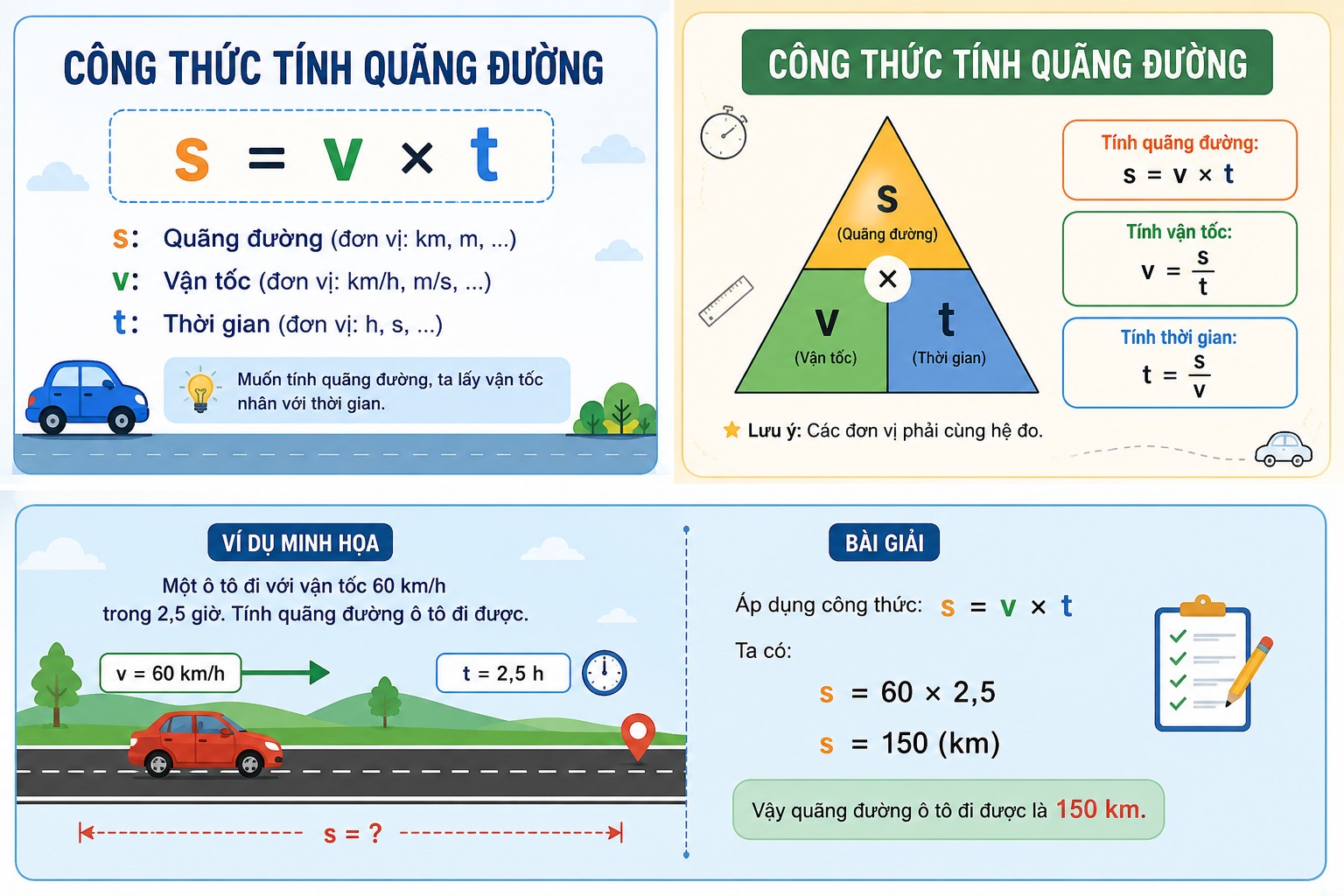 Công thức tính quãng đường